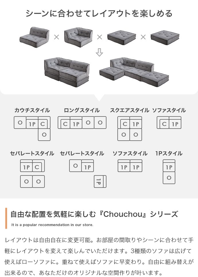 2点セット】Chouchou 2人掛けフロアソファ／色：ミントクリーム 【送料