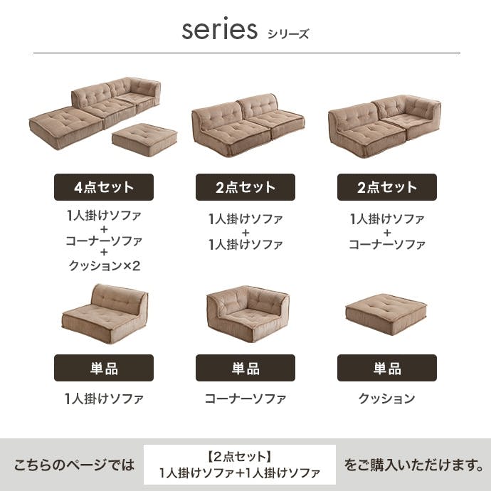 2点セット】Chouchou 2人掛けフロアソファ／色：ミントクリーム 【送料