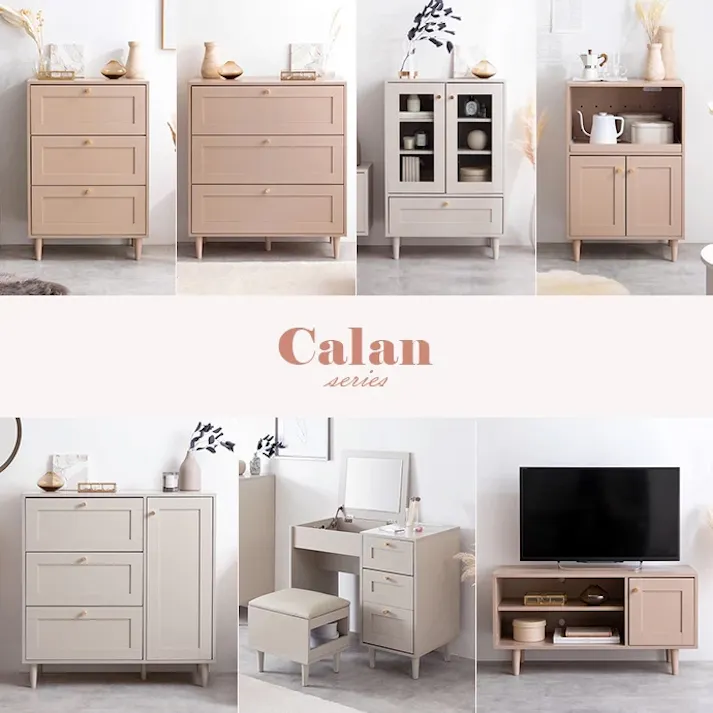 【幅60cm】Calan ガラスキャビネット/色:ピンクベージュ 棚 ラック おしゃれ収納 収納スペース 収納扉 ガラスキャビネット コンパクトサイズ 【送料込み】 #iina