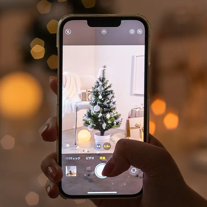 【高さ60cm】Moi クリスマスツリー オーナメントセット/色:グリーン オーナメントセット コンパクトサイズ クリスマスムード クリア素材 トレンド感 ライト 【送料込み】 #iina