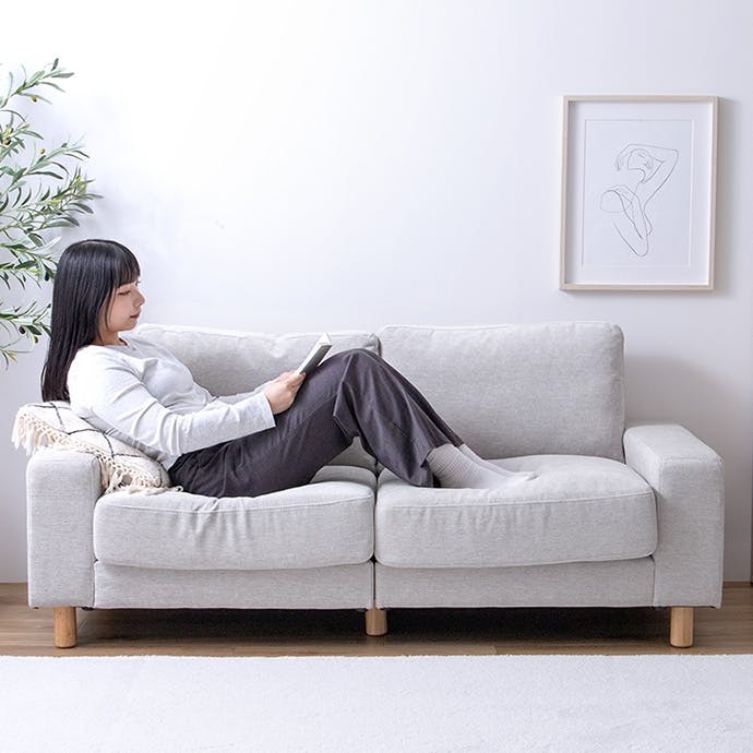 幅162cm】Luxs 2.5人掛けソファ／色：ダークグレー 【送料込み】 #iina