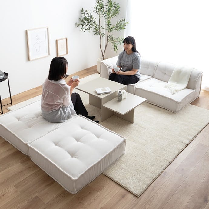 単品】Chouchou コーナーフロアソファ／色：アイボリー 【送料込み