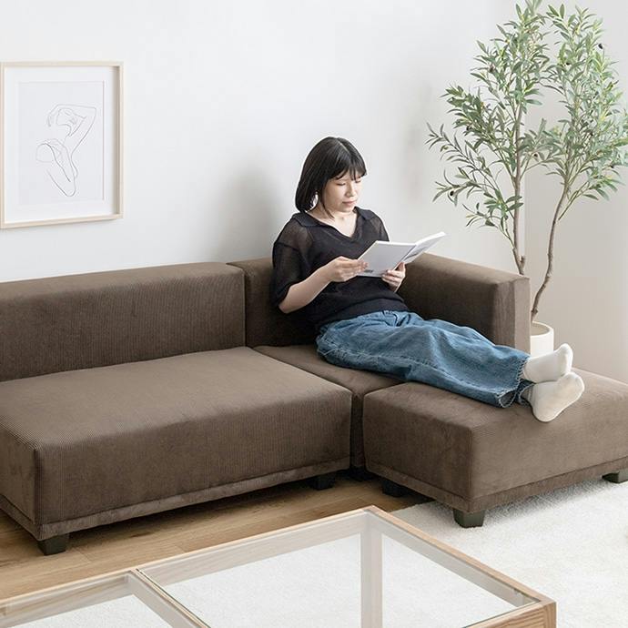 コーデュロイ ソファベージュ（オットマンは別途出品） 単品】Sucre オットマン／色：ベージュ オットマン コーデュロイ 北欧