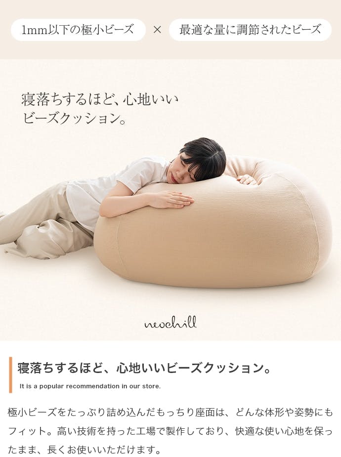 Neochill fuwafuwa ビーズクッション／色：グレー 専用クッション