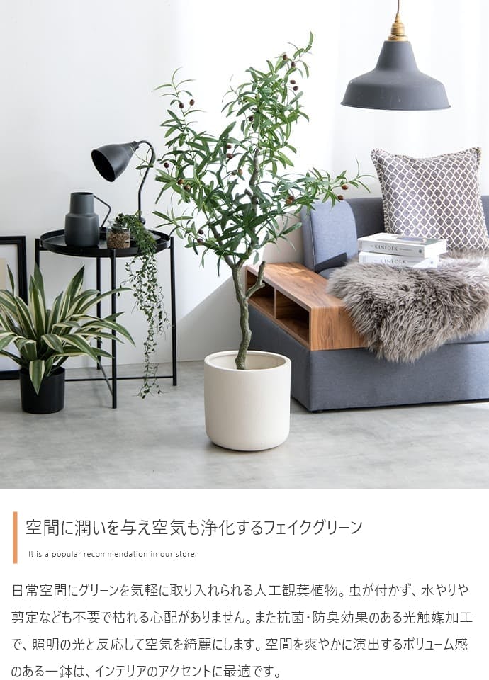 高さ125cm】Nature 光触媒人工観葉植物 オリーブ／色：グリーン 【送料