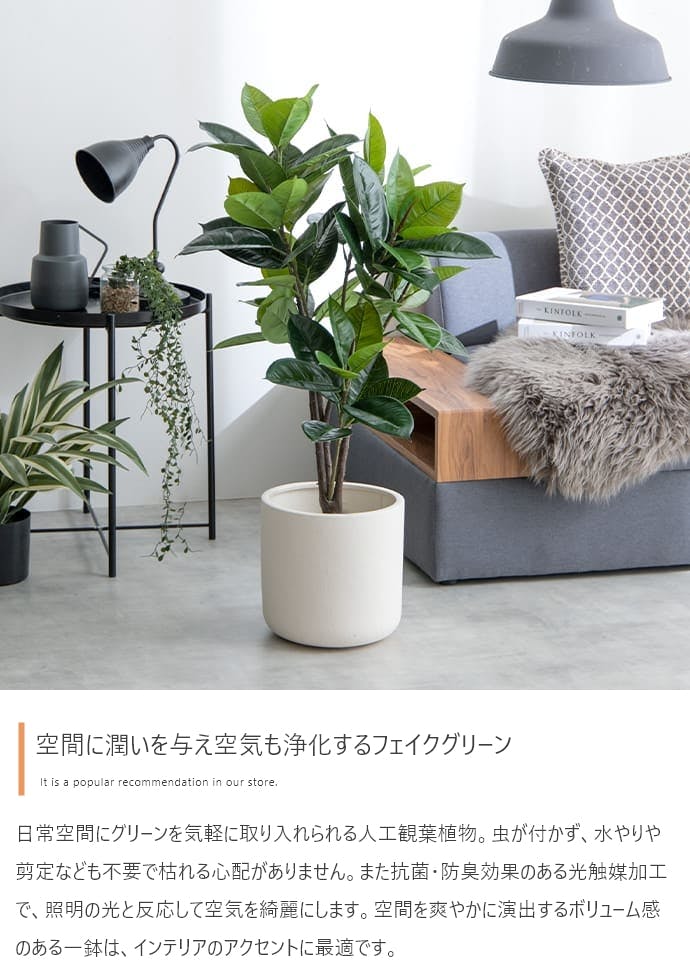 高さ95cm】Nature 光触媒人工観葉植物 ゴムの木／色：グリーン 【送料