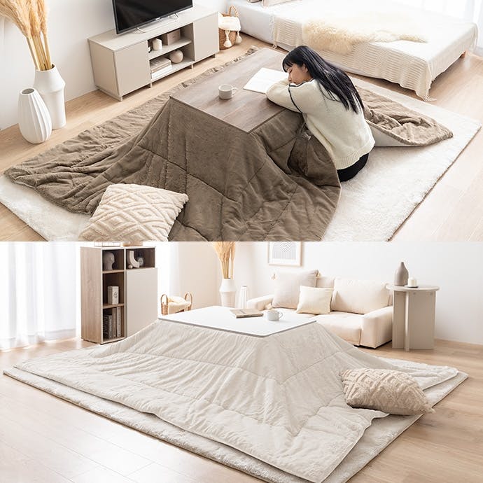 長方形:天板 75cm×60cm 】こたつ&掛け布団2点セット／色：本体：オーク