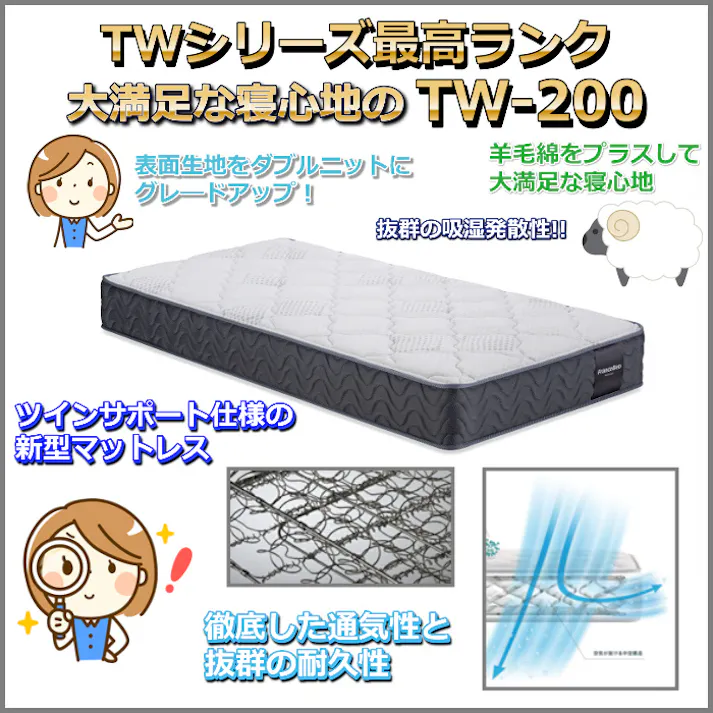 フランスベッド マットレス TW-200 【お部屋まで無料で開梱設置】 ダブルサイズ ツインサポートシリーズ ハイグレードマットレス