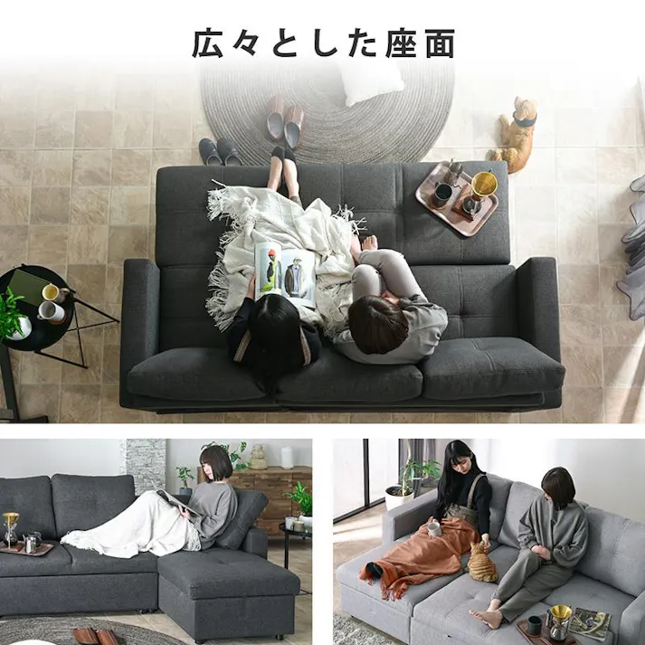 【ARTTOWN】マルチ 3Way ソファ ブルボン ライトグレー【配送_大型】