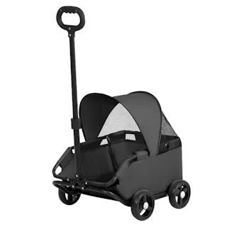 ペットカート 折りたたみ式 小型猫・犬用 ミニ ペットバギー いぬ用 4輪 コンパクト 軽量 耐荷重7Kg 猫 小型犬多頭 中型犬 飛び出し防止 カート用バッグ付き 老犬介護用 お出かけ 散歩 キャンプ グレー