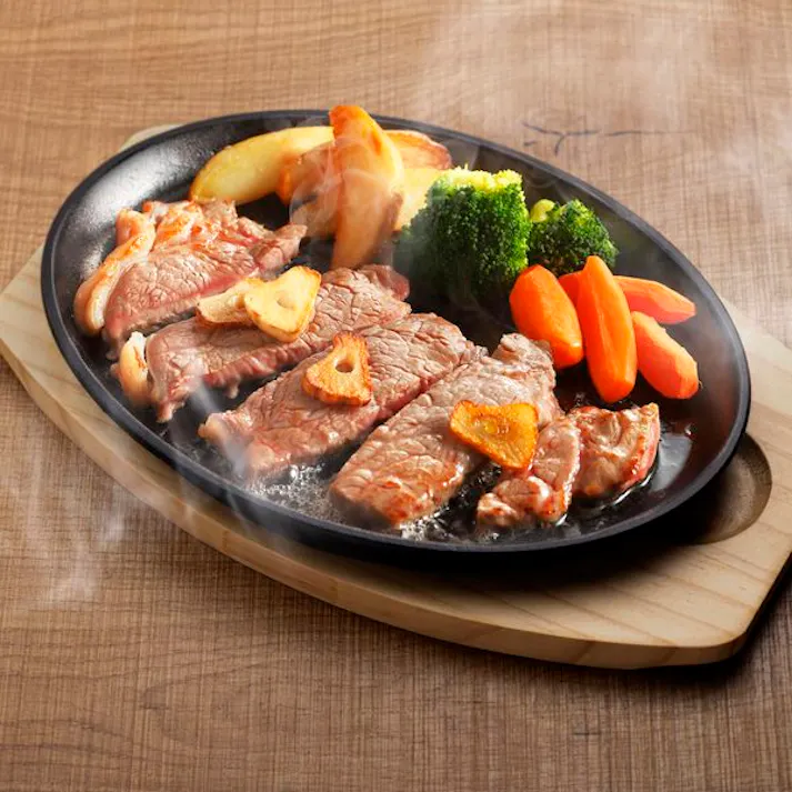 鉄鋳物 大判ステーキ皿1枚組 敷板・ハンドル付 イシガキ 【送料込み】