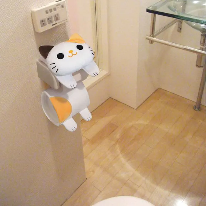 ねこのトイレロールペーパーホルダー ミケ 大きなお顔でインパクト大!ねこが可愛くぶらぶら! 明邦 【送料込み】