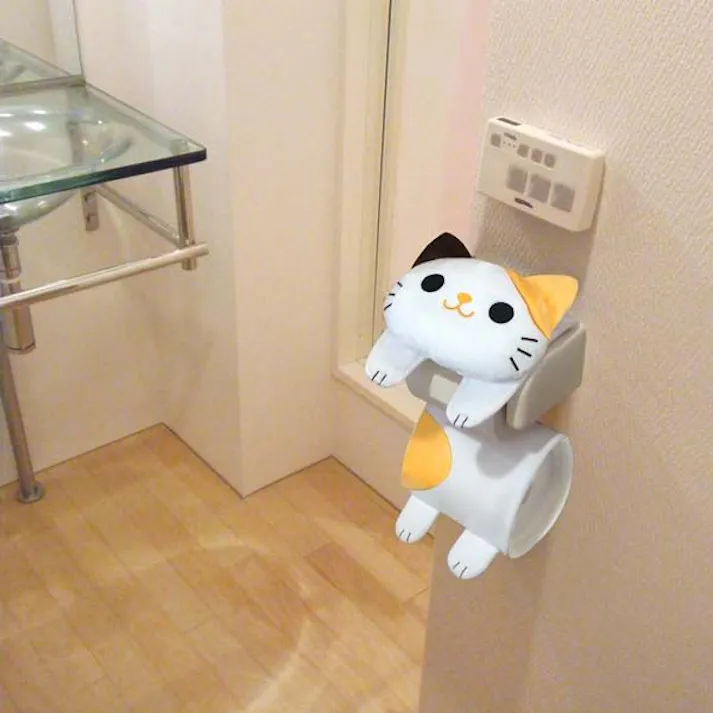 ねこのトイレロールペーパーホルダー ミケ 大きなお顔でインパクト大!ねこが可愛くぶらぶら! 明邦 【送料込み】