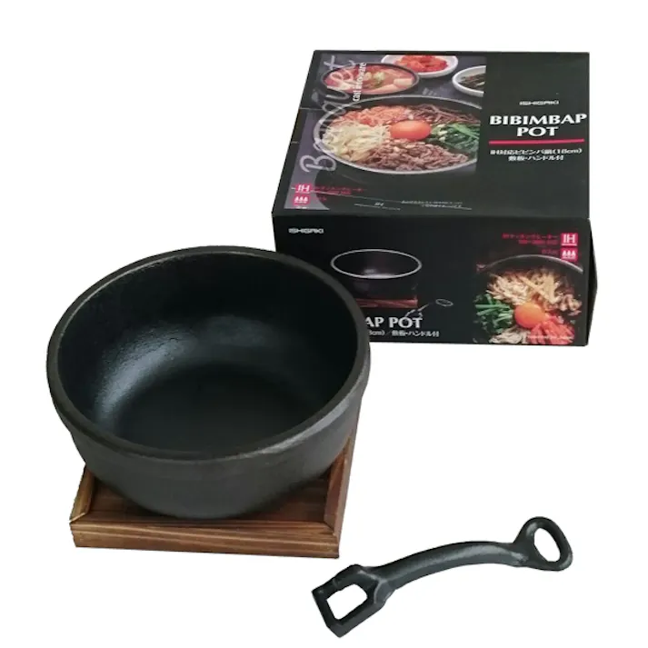 鉄鋳物 IH対応 ビビンバ鍋 18cm(鍋敷とハンドル付属)イシガキ 【送料込み】