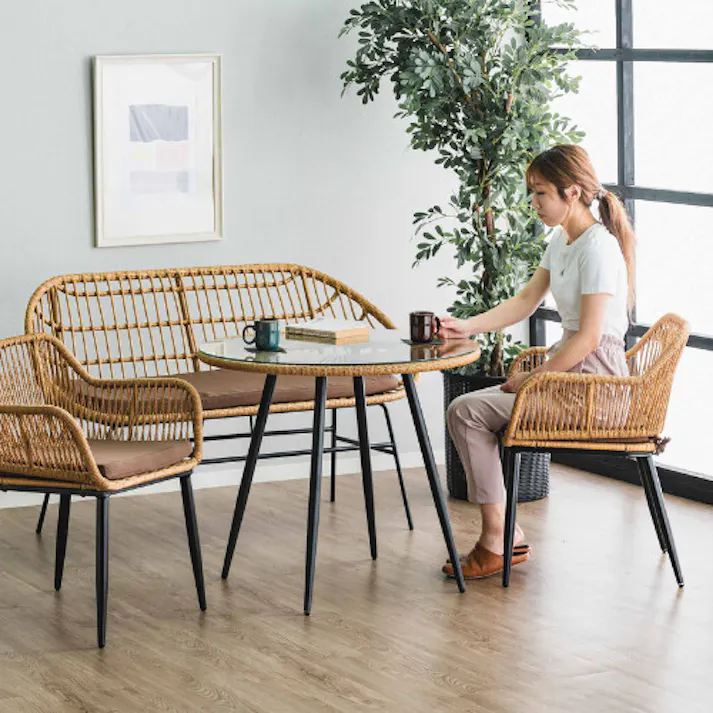 【2脚セット】屋内外で使えるリゾートチェア アウトドア用品 ポリエチレンコード仕様 耐候性 耐水性 屋内外でのご使用可能 屋内保管 インテリア/ダイニング/家具/椅子 ※テーブル等は商品に含まれません【マーレリゾートチェア 2脚入】 お客様組立て 【送料込み】