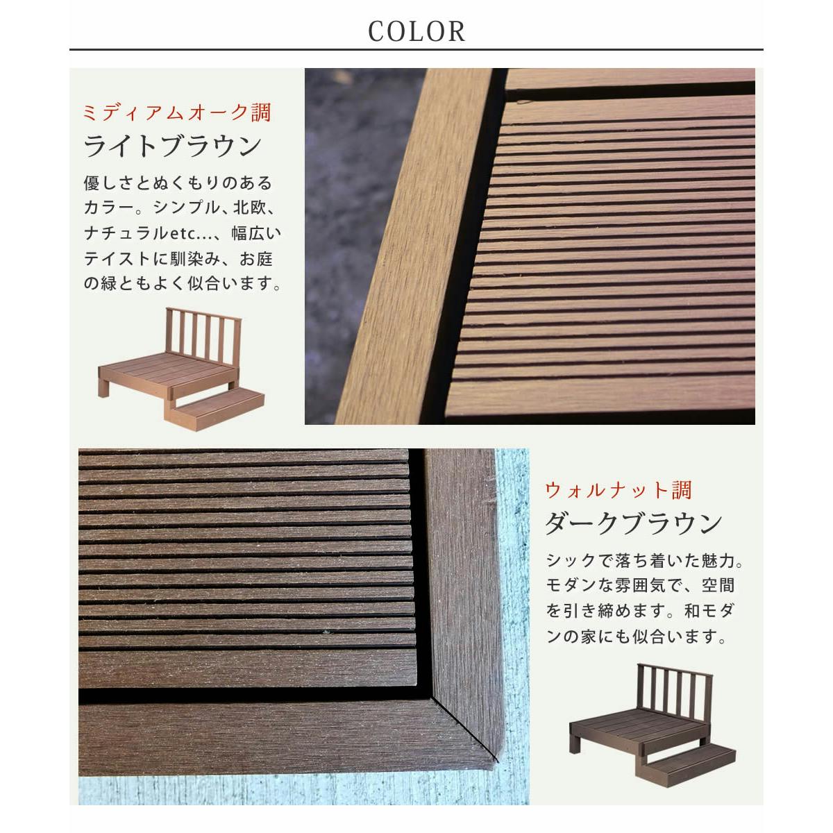 ウッドデッキ ステップ フェンス付き 1台 0.25坪 人工木製 縁台 踏み台