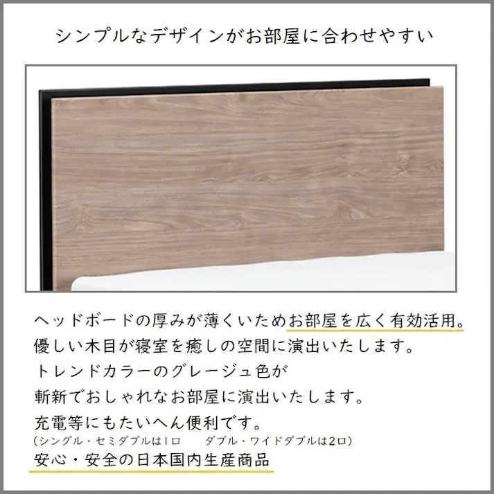 フランスベッド BG-001 260TSセミダブル 【開梱組み立て設置無料】 跳ね上げベッド 充電可能な コンセント付き