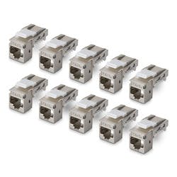 RJ45キーストーンジャック/CAT6A/10個入/STP/90度配線