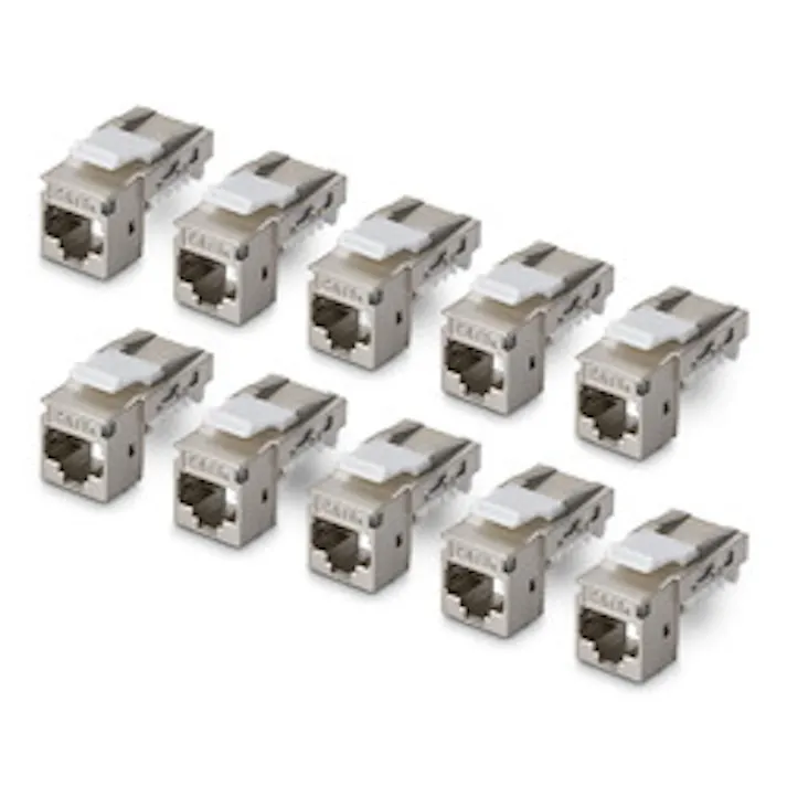 RJ45キーストーンジャック/CAT6A/10個入/STP/90度配線