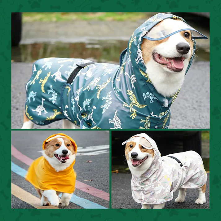 犬 レインコート 犬用傘 完全防水 着せやすい こーひ 速乾ショール 透明フード付きケープ 着脱簡単 防雪 透湿 軽量 マジックテープ サイズ調整可能 小型犬 中型犬用 大型犬 防塵 耐久性あり