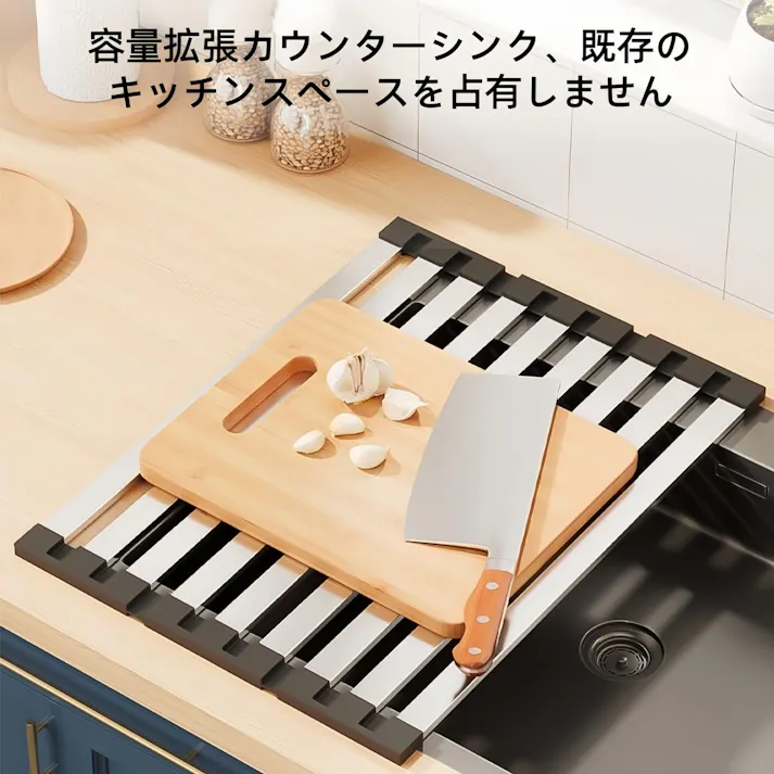 折りたたみ式ステンレス水切りラック シンク上用 シリコン収納ラック 食器 箸 カトラリー用 キッチン収納