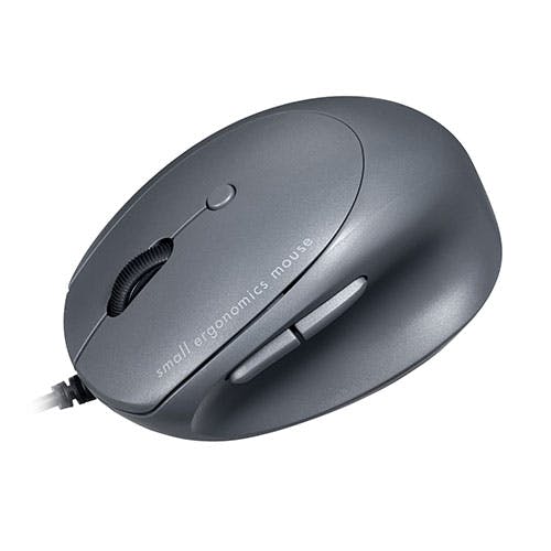 静音小型有線エルゴノミクスマウス(5ボタン)