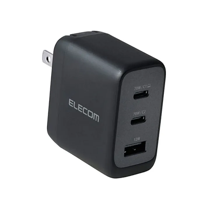 AdjustCharge搭載 USB Power Delivery 70W AC充電器(C×2+A×1) ノートPC・スマホ・タブ