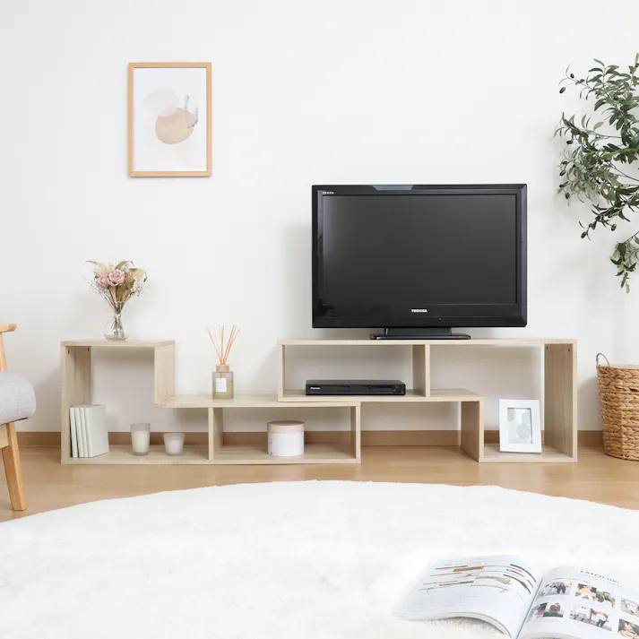 L字型伸縮TVボード オーク 自由なレイアウトができるL字型伸縮テレビボード 【送料込み】#fjbo
