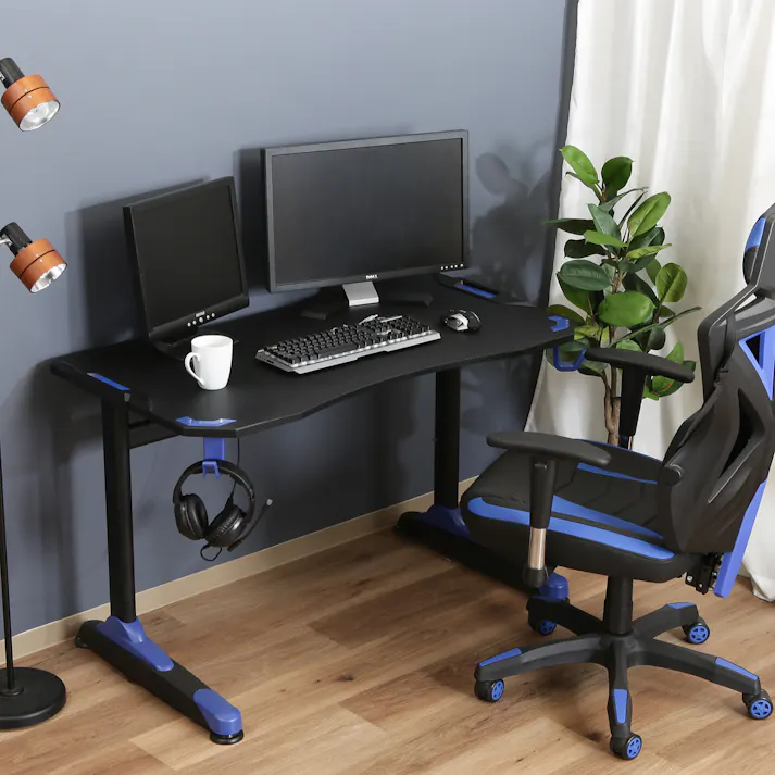 GAMING DESK XeNO -ゼノ- イージー01 ブルー ゲームや仕事に没頭!ゲーミングデスク 【送料込み】#fjbo