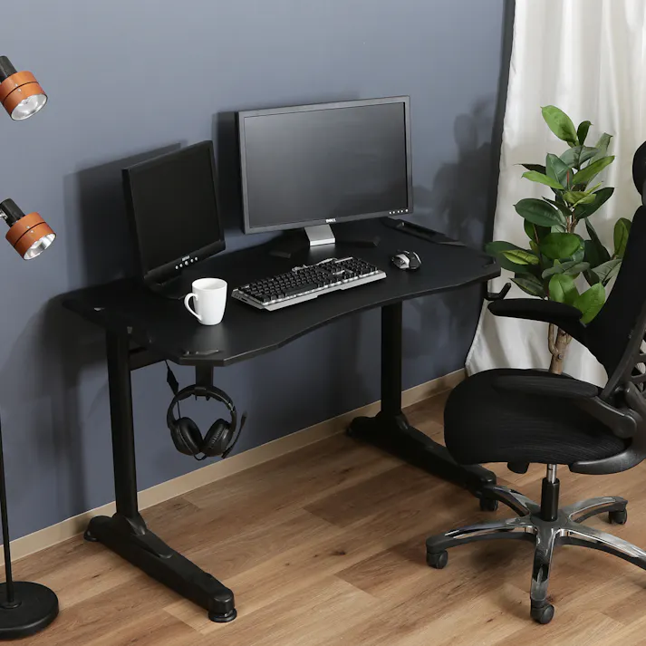 GAMING DESK XeNO -ゼノ- イージー01 ブラック ゲームや仕事に没頭!ゲーミングデスク 【送料込み】#fjbo