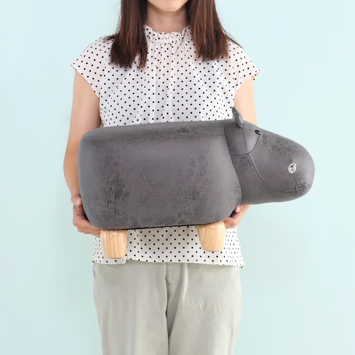 アニマルスツール キュートサイズ カバ ダークグレー キュートなお顔のアニマルミニスツール 動物 耐荷重80kg【送料込み】#fjbo