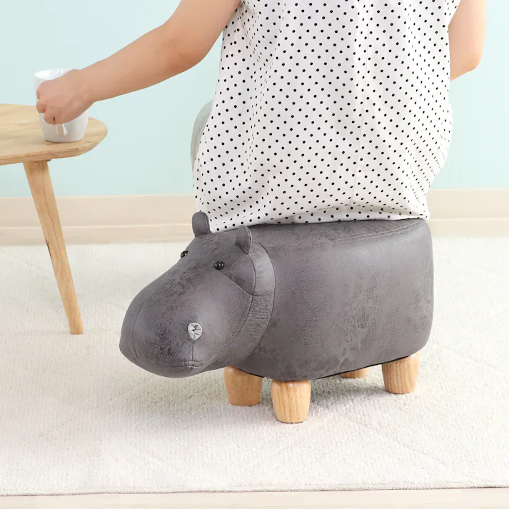 アニマルスツール キュートサイズ カバ ダークグレー キュートなお顔のアニマルミニスツール 動物 耐荷重80kg【送料込み】#fjbo
