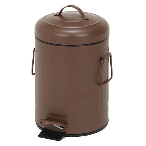 スチール ラウンドペダルペール 3L ブラウン 【送料込み】＃fjbo