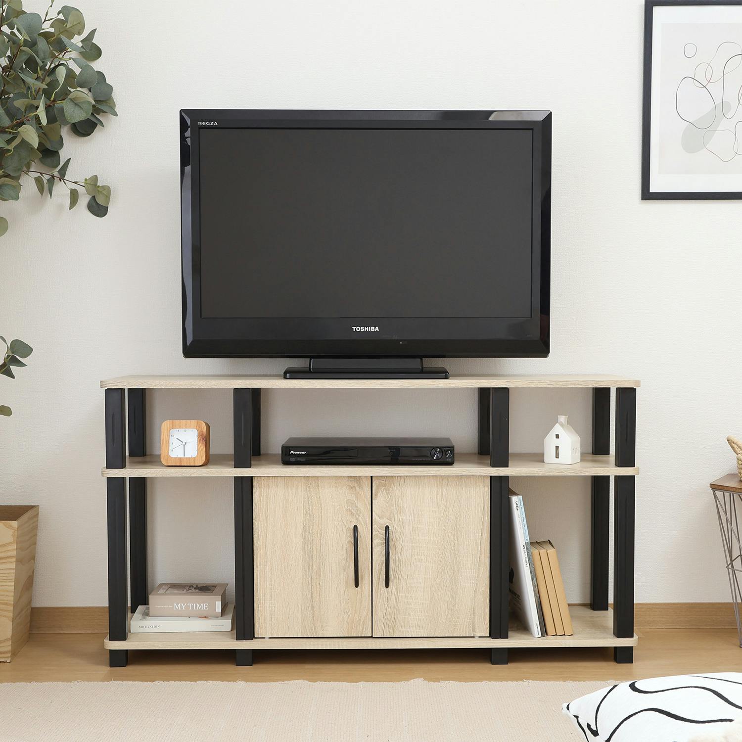 フィット ハイTVラック オーク 工具不要で組み立て簡単！ダイニングに