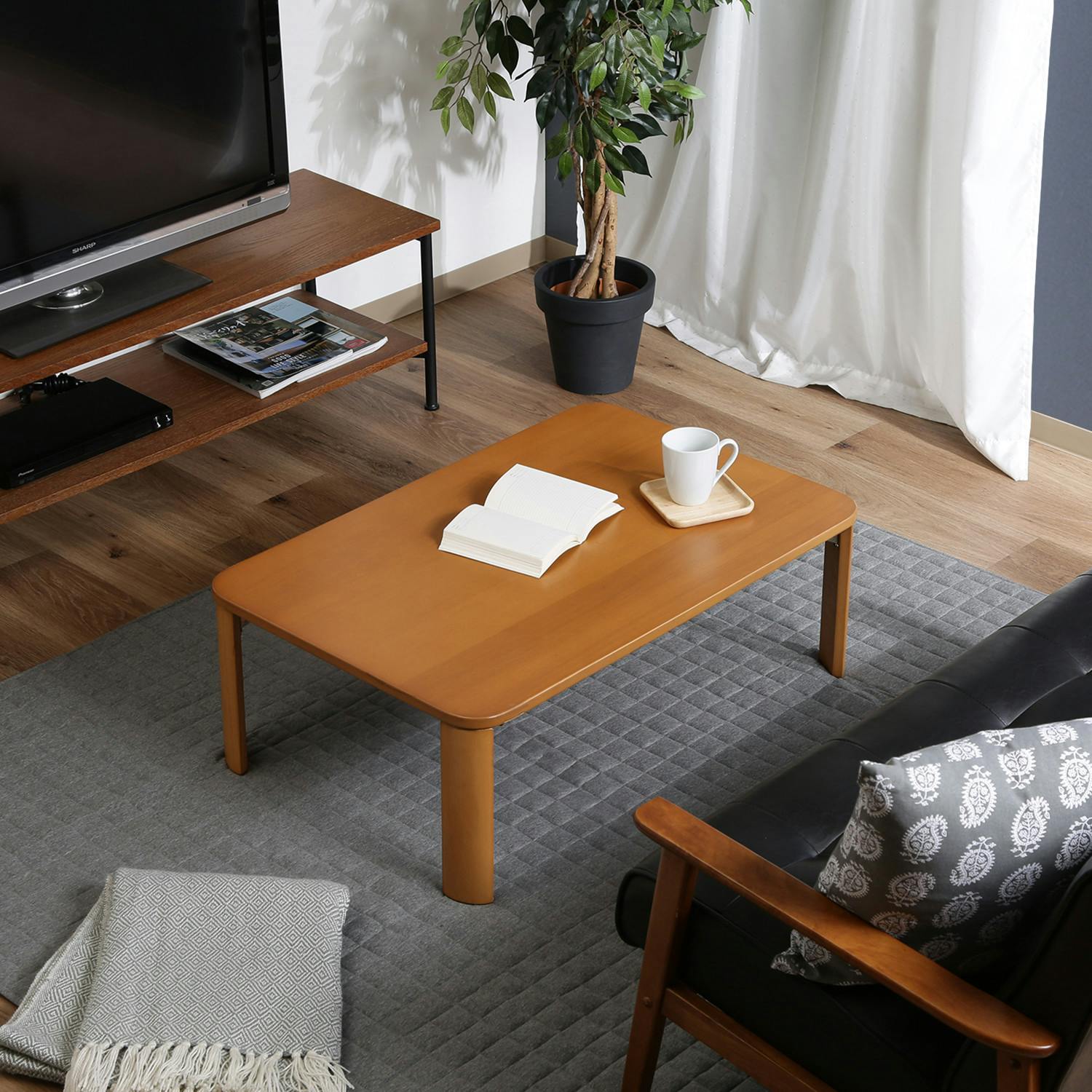 ローテーブル 折りたたみ 90×60cm ナチュラル すっきりシンプル