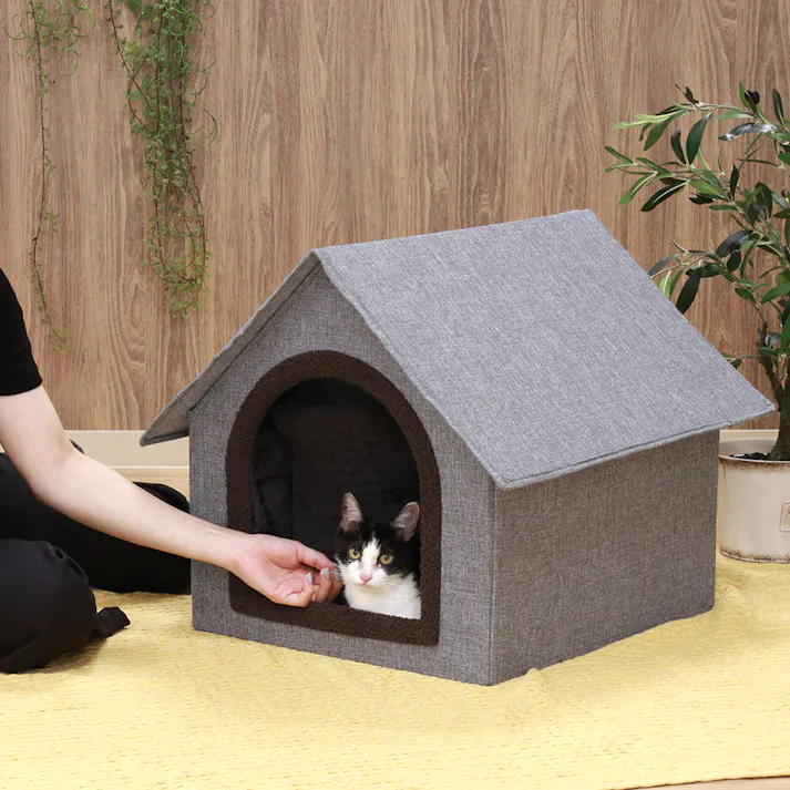 ペットハウス 三角屋根 三角屋根 Lサイズ GY(グレー) 大きなペットもゆったり使える三角屋根のペットハウス 【送料込み】#fjbo