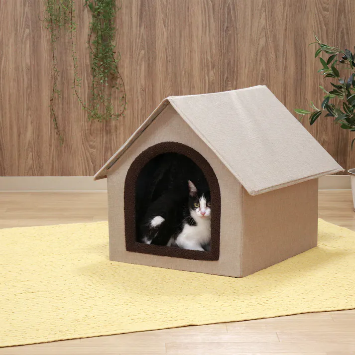 ペットハウス 三角屋根 三角屋根 Lサイズ BE(ベージュ) 大きなペットもゆったり使える三角屋根のペットハウス 【送料込み】#fjbo