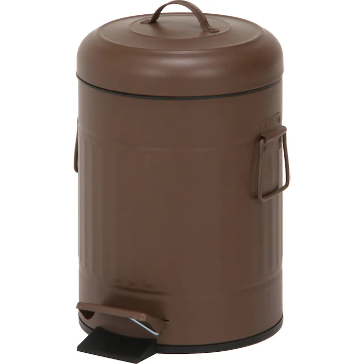 スチールラウンドペダルペール 5L ブラウン 【送料込み】#fjbo