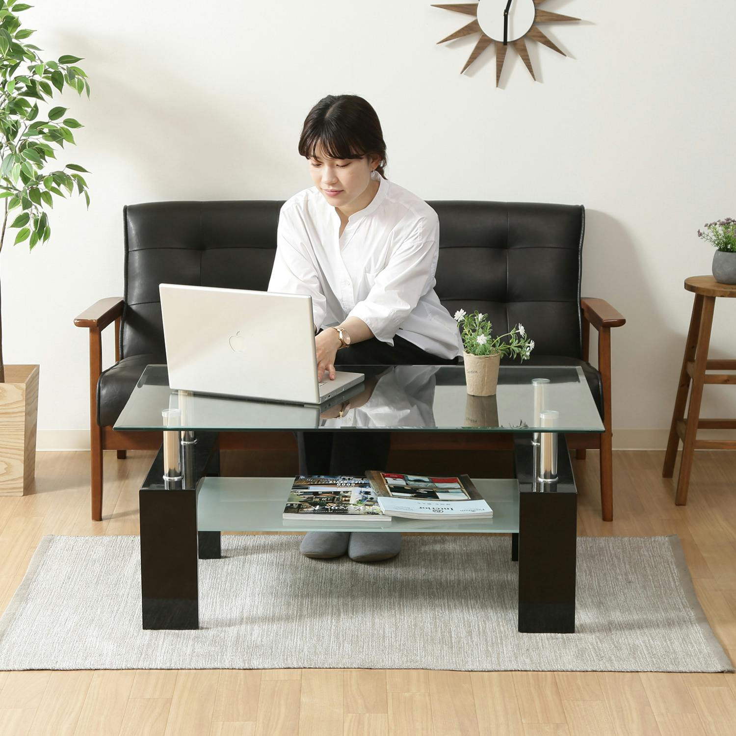 センターテーブル フォーカス ブラック 優雅な毎日をガラステーブルで