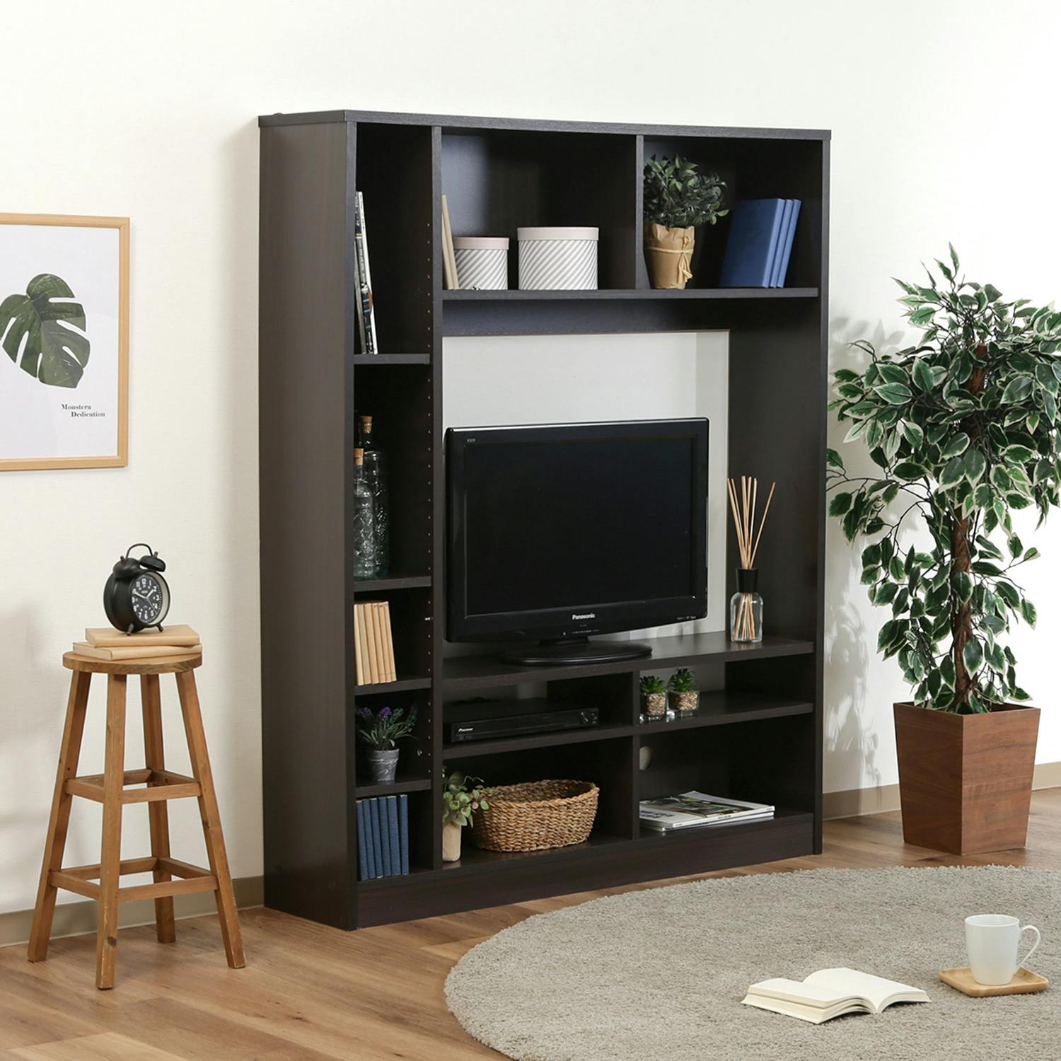 壁面ユニットTV台 BR（ブラウン） 大容量の収納力！魅せる壁面テレビ台