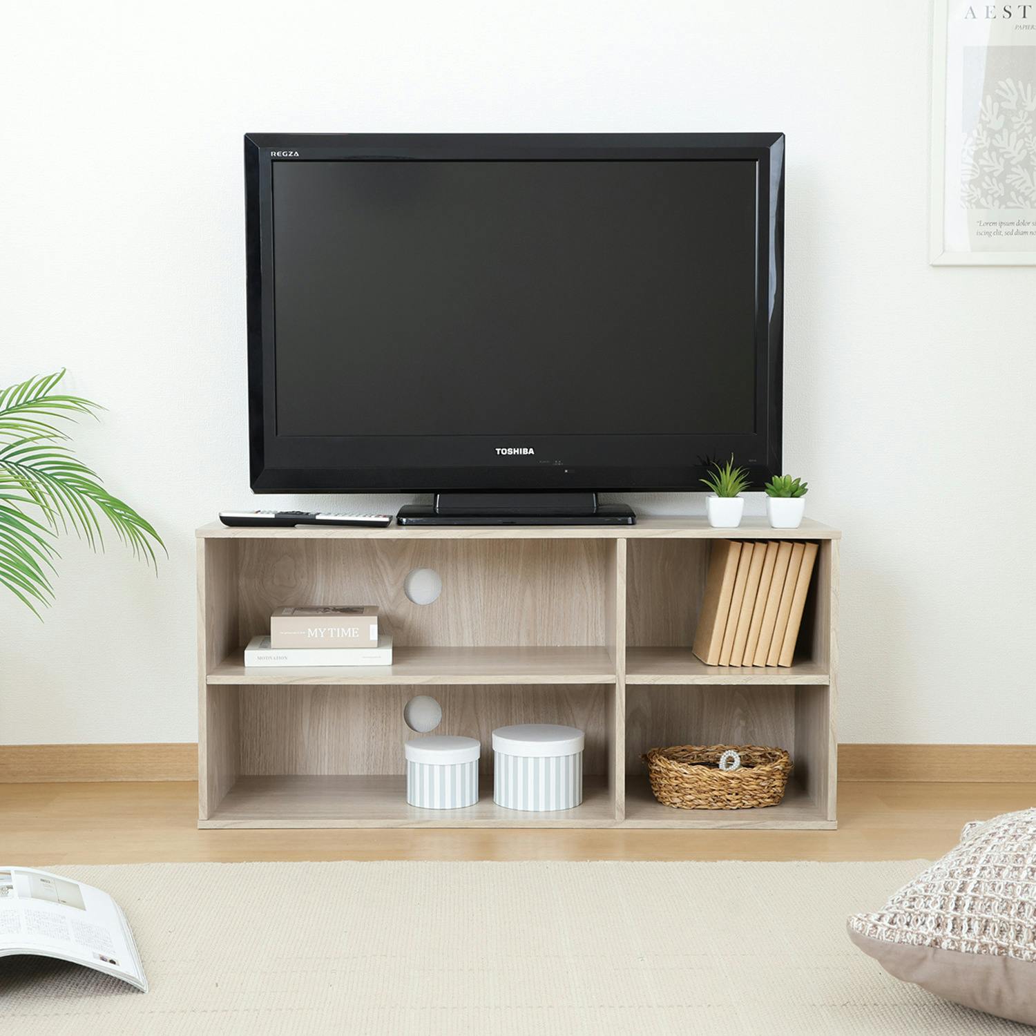 TVラック 幅89cm アッシュグレー コンパクトなのに収納力バツグン