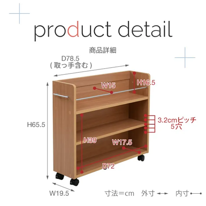キャスター付き 収納 押入れ ラック 本棚 4個セット 幅19.5 奥行78 .5 隙間 スリム ワゴン 棚 3段 大容量 CD DVD 本 漫画 整理 収納 スライド 収納庫 おしゃれ