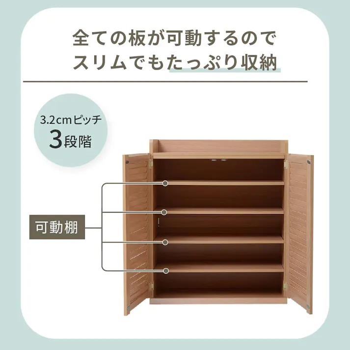 靴箱 シューズボックス 下駄箱 シューズラック 靴 収納 幅75 奥行33 2個組 縦横自在 薄型 玄関収納 むれない ルーバー 式 扉 下足入れ 靴箱 玄関 靴入れ