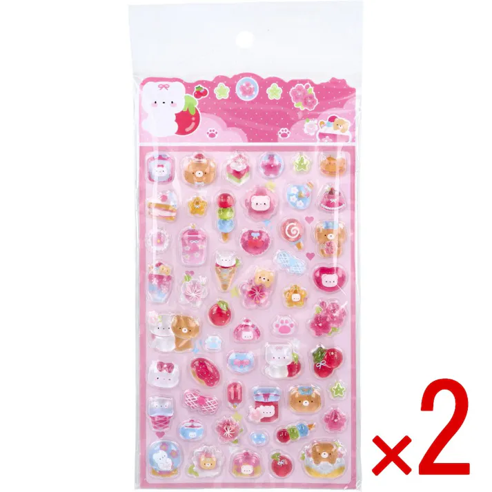 【2点まとめ買い】ぷくちゅるシール2 スイーツアニマル ベリー 1枚入 × 2点 ぷくちゅるシール。 対象年齢:6歳以上。 【送料込み】