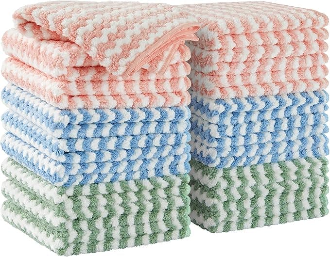 マイクロファイバークロス ふきん キッチンクロス 食器拭き 20枚セット（25×25cm） 吸水速乾 洗濯可能 再利用可 台拭き ぞうきん