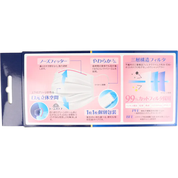 【10点まとめ買い】三層構造 プリーツマスク 口元空間ドームタイプ 個別包装 大人用 30枚入 × 10点 上下のプリーツが作る口元立体空間! 四つ折りプリーツがドーム状に広がることで、口元に空間をつくり不快な息苦しさを解消します。 【送料込み】