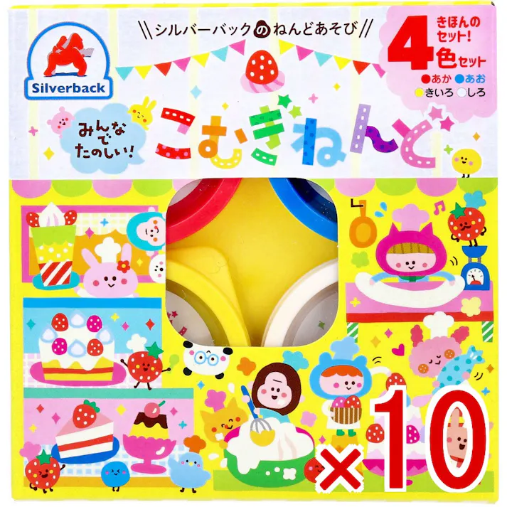 【10点まとめ買い】みんなでたのしい! こむぎねんど 4色セット × 10点 はじめて、ねんどで遊ぶお子様にも最適! 学ぶ楽しさ・知る喜びを子どもたちに! 【送料込み】