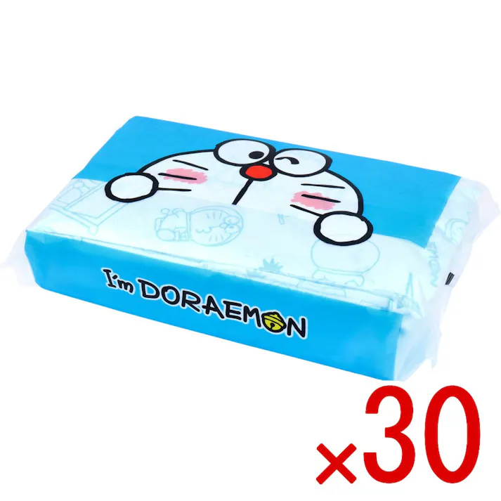 【30点まとめ買い】アイムドラえもん キュートブルー 袋入ティシュ 200枚(100組) × 30点 ふっくら柔らかな肌ざわり♪ 厳選した天然パルプだけを100%使用し、ふっくら柔らかな肌ざわりに仕上げました。 【送料込み】