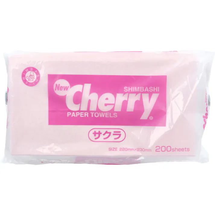 【30点まとめ買い】ペーパータオル ニューチェリーサクラタオル 200枚入 × 30点 紙色は人気のある桜花色で、ユーザーの心に明るさと和みをもたらします。 環境にやさしい上質古紙100%で造られた環境保全商品で、柔らかさ、吸水性に優れています。 【送料込み】