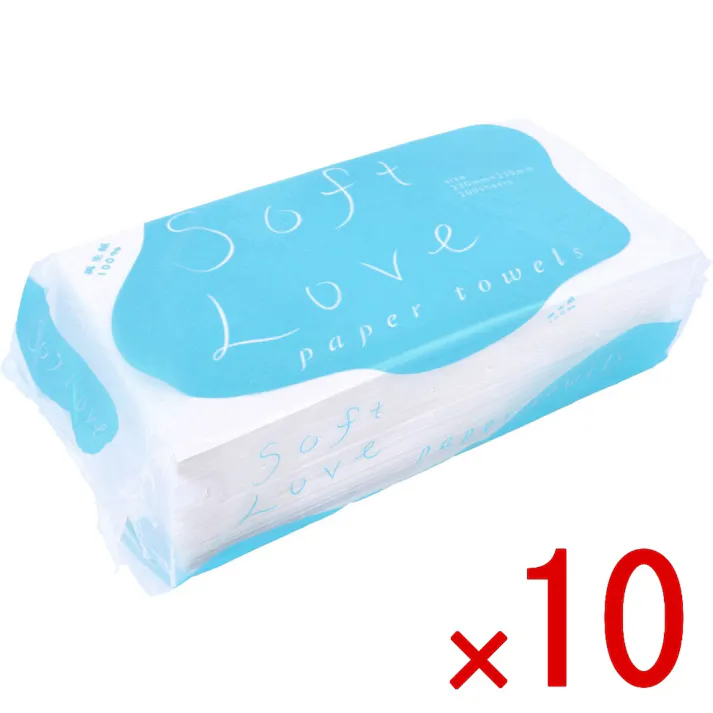【10点まとめ買い】ペーパータオル ソフトラブタオル エンボス 200枚入 × 10点 エンボス加工を施し、ボリュームと使い心地を追求した製品です。 原料は上質古紙100%です。 【送料込み】